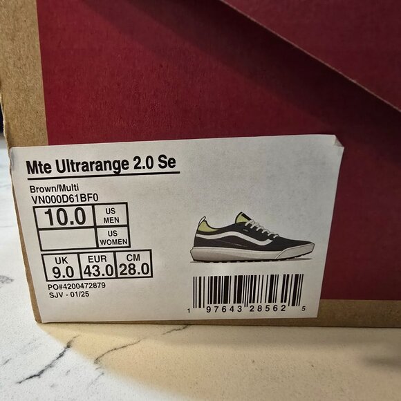 Vans MTE Ultrarange EXO 2.0 SE Black Brown Mens Size 10 VN000D61BF0 Hiking NEW - Picture 9 of 9